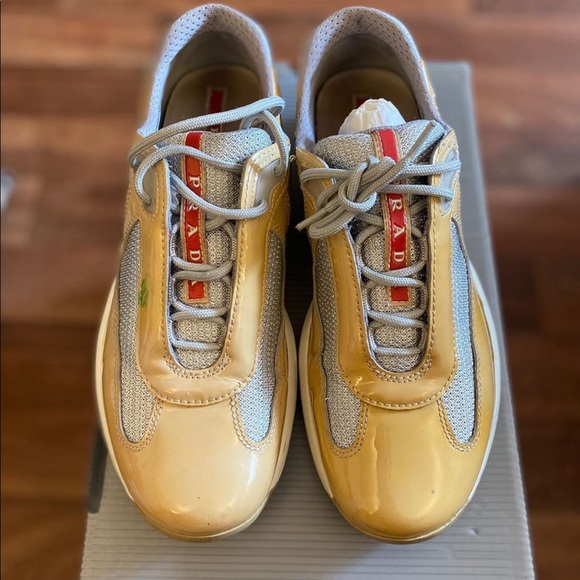 Authentic Patent Leather Prada Yellow/Gray W36.5 - Picture 2 of 4